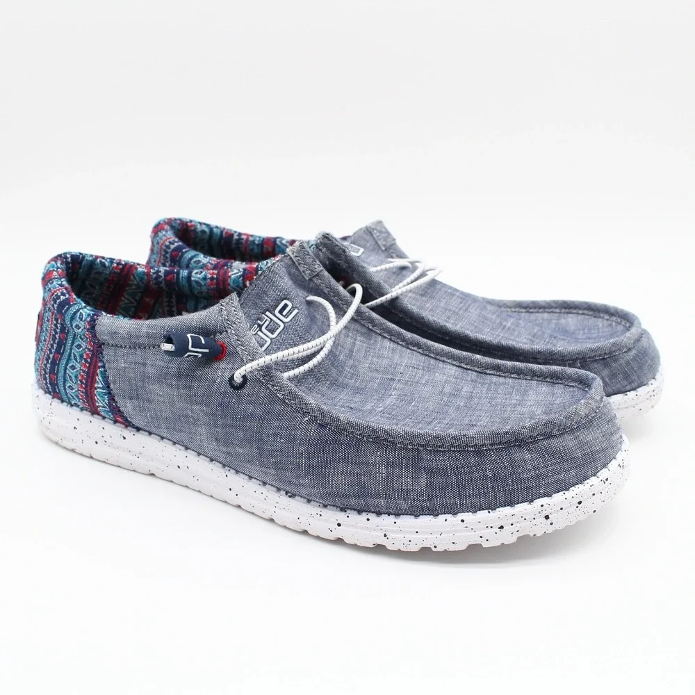 Hey Dude Wally Funk Slip On Casual Shoes Mens Size 15 Blue Fabric